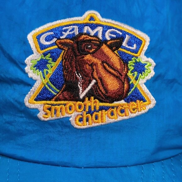 Vintage Camel Trucker Hat Mens Snapback Neon Blue Ball Cap Camel Joe - Picture 2 of 8